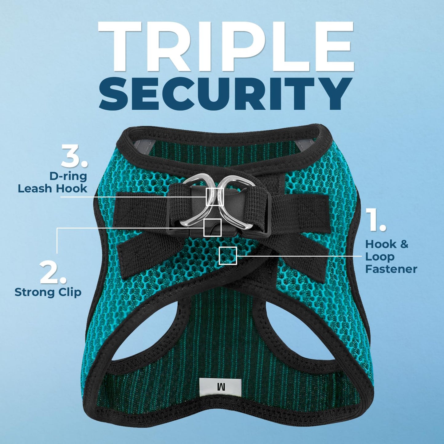 Voyager Step-In Air Dog Harness - All Weather Mesh, Reflective, No Pull Harness for Small, Medium Dogs, Cats - Secure with Hook & Loop Fastener, Buckle, Double D-Rings - Black/Black Trim, S