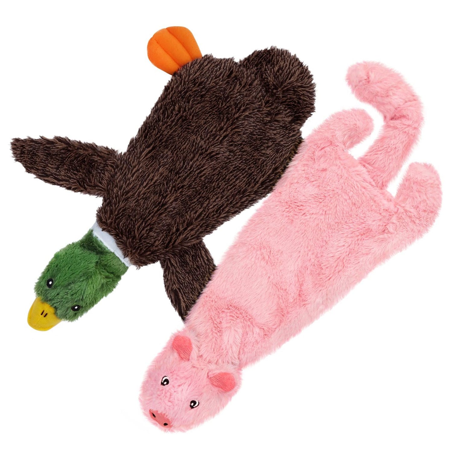 Best Pet Supplies 2-in-1 Stuffless Squeaky Dog Toys with Soft, Durable Fabric for Small, Medium, and Large Pets, No Stuffing for Indoor Play, Supports Active Biting and Play - 1Wild Duck, Small
