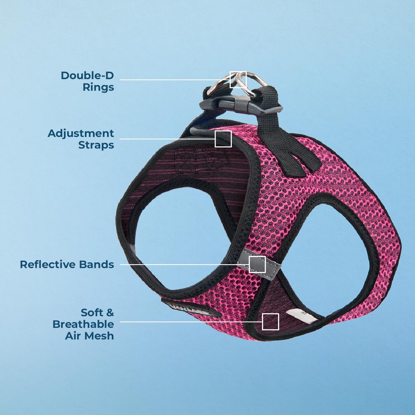 Voyager Step-In Air Dog Harness - All Weather Mesh, Reflective, No Pull Harness for Small, Medium Dogs, Cats - Secure with Hook & Loop Fastener, Buckle, Double D-Rings - Black/Black Trim, S