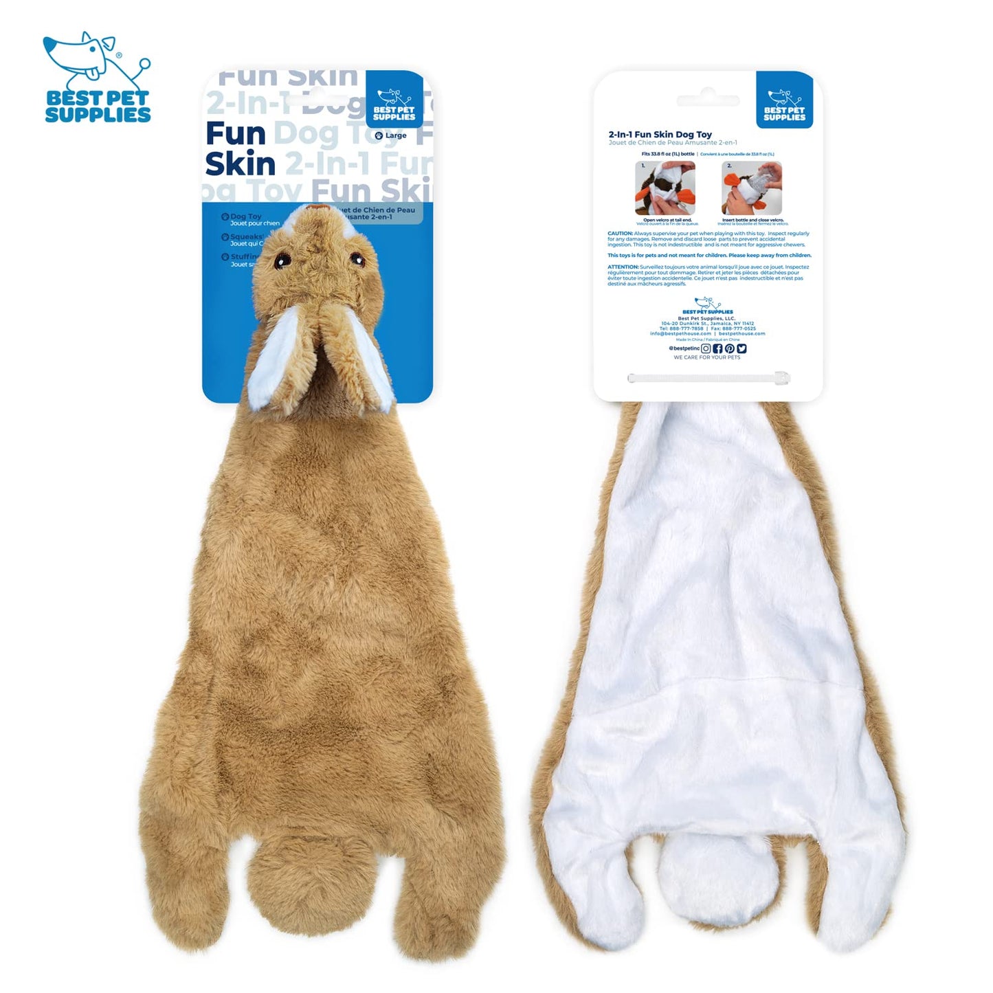 Best Pet Supplies 2-in-1 Stuffless Squeaky Dog Toys with Soft, Durable Fabric for Small, Medium, and Large Pets, No Stuffing for Indoor Play, Supports Active Biting and Play - 1Wild Duck, Small
