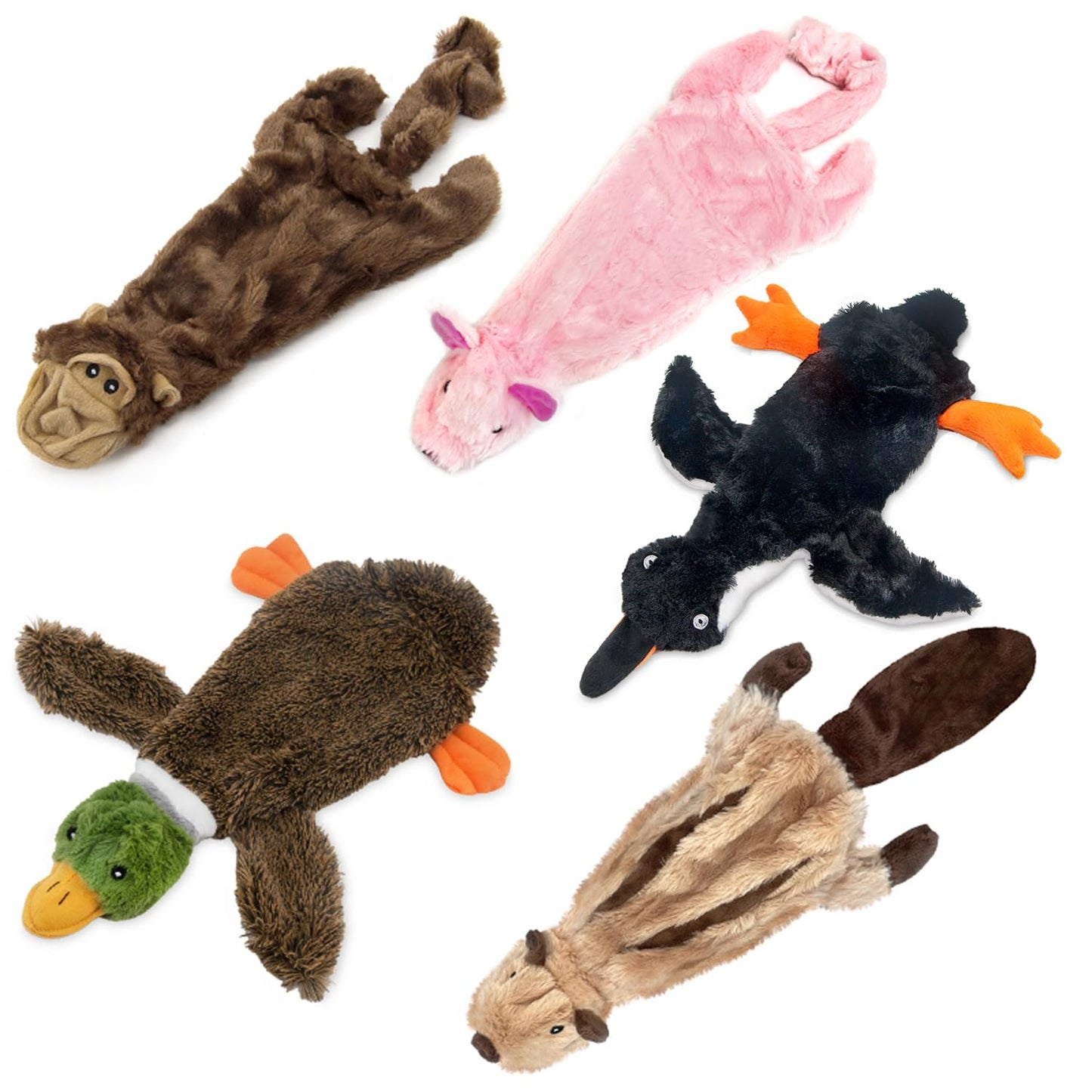 Best Pet Supplies 2-in-1 Stuffless Squeaky Dog Toys with Soft, Durable Fabric for Small, Medium, and Large Pets, No Stuffing for Indoor Play, Supports Active Biting and Play - 1Wild Duck, Small