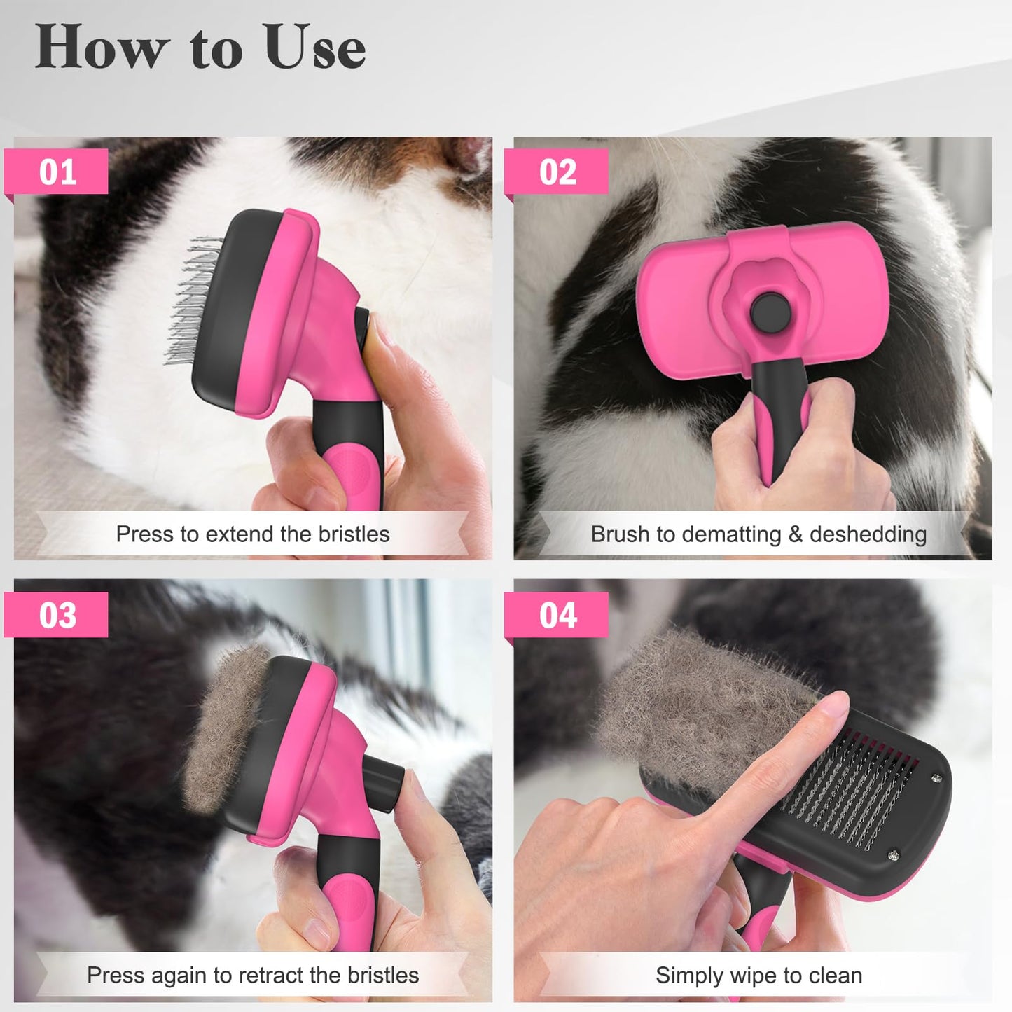 Swihauk Self Cleaning Slicker Brush for Dogs & Cats, Skin Friendly Grooming Cat Brush, Dog Brush for Shedding, Deshedding Brush, Hair Brush Puppy Brush for Haired Dogs, Pet Supplies Accessories, Blue
