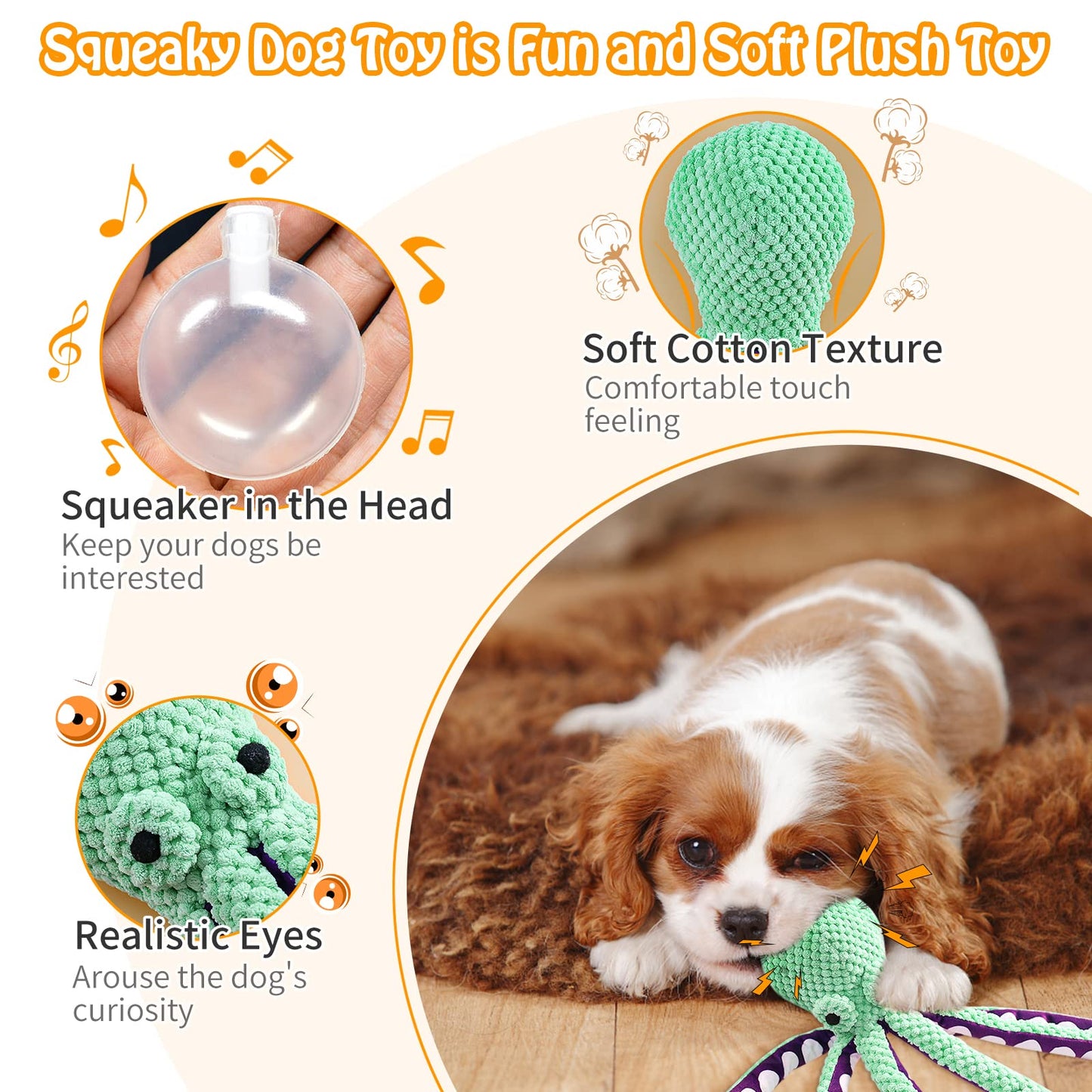 Squeaky Dog Toys for Large Dogs: Plush Dog Toys with Soft Fabric - Pet Toys for Small, Medium, and Large Dogs - Puppy Toys to Keep Them Busy