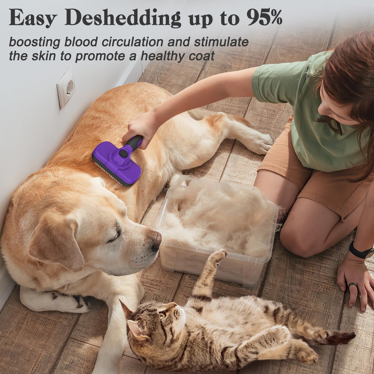 Swihauk Self Cleaning Slicker Brush for Dogs & Cats, Skin Friendly Grooming Cat Brush, Dog Brush for Shedding, Deshedding Brush, Hair Brush Puppy Brush for Haired Dogs, Pet Supplies Accessories, Blue