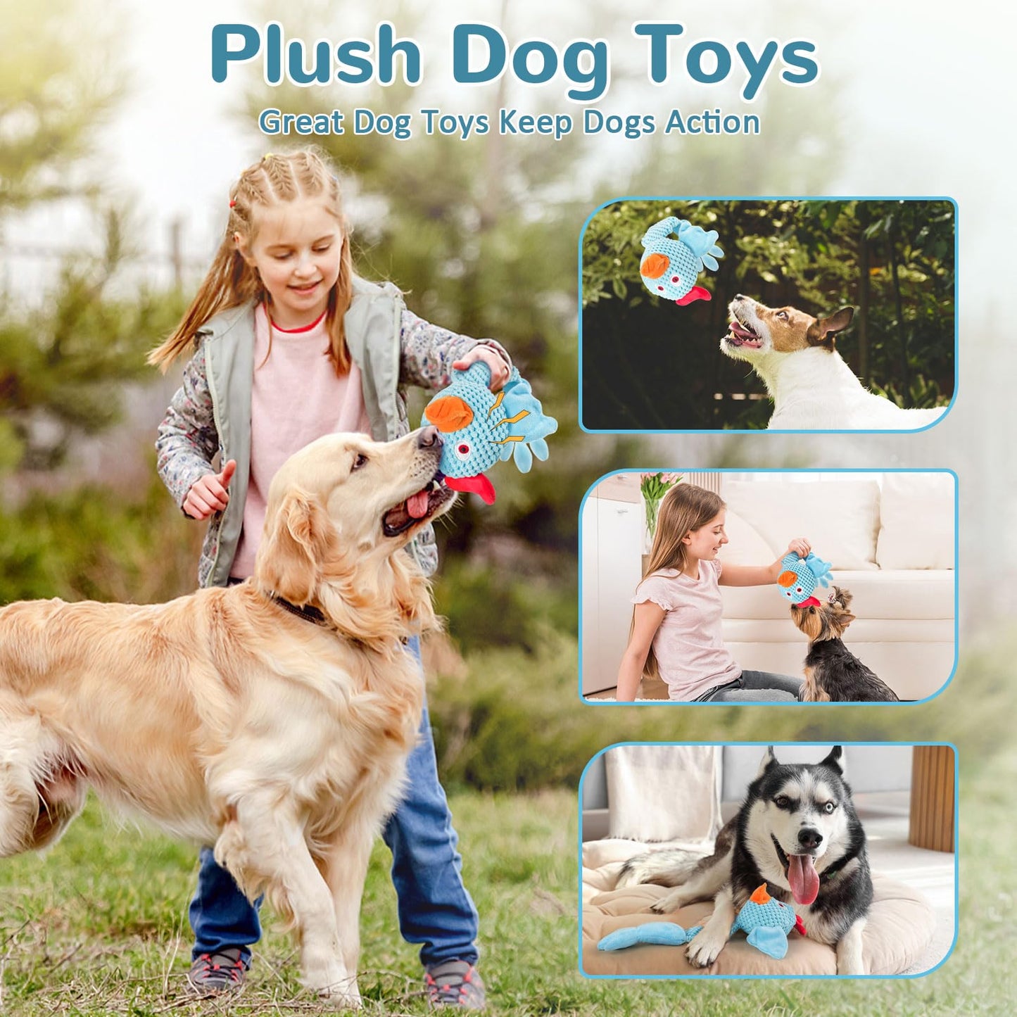 Squeaky Dog Toys for Large Dogs: Plush Dog Toys with Soft Fabric - Pet Toys for Small, Medium, and Large Dogs - Puppy Toys to Keep Them Busy