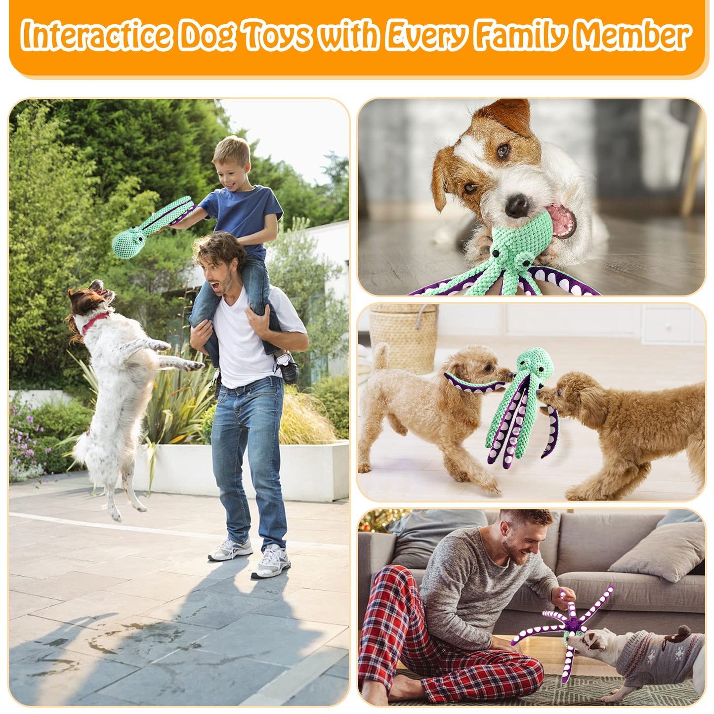 Squeaky Dog Toys for Large Dogs: Plush Dog Toys with Soft Fabric - Pet Toys for Small, Medium, and Large Dogs - Puppy Toys to Keep Them Busy