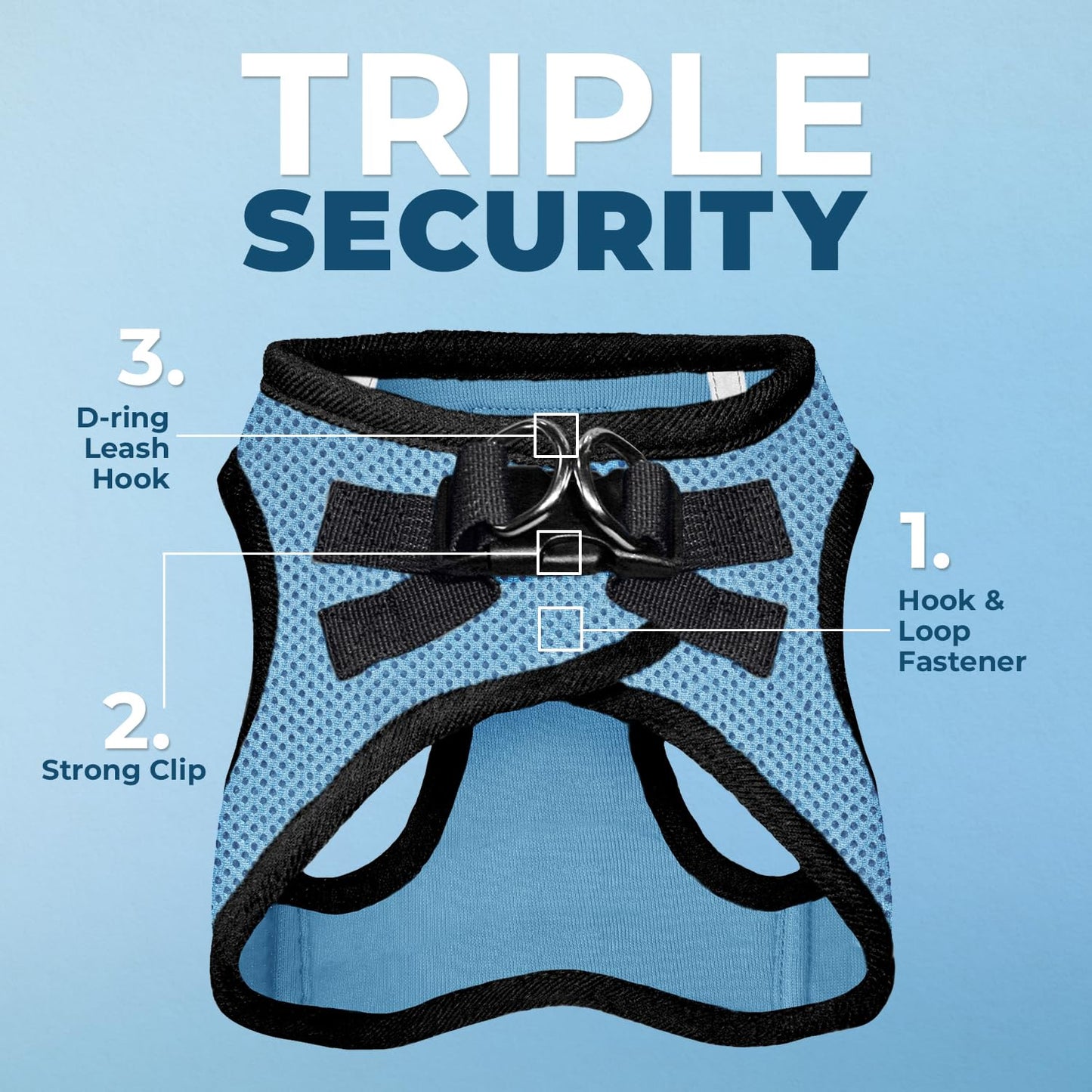 Voyager Step-In Air Dog Harness - All Weather Mesh, Reflective, No Pull Harness for Small, Medium Dogs, Cats - Secure with Hook & Loop Fastener, Buckle, Double D-Rings - Black/Black Trim, S