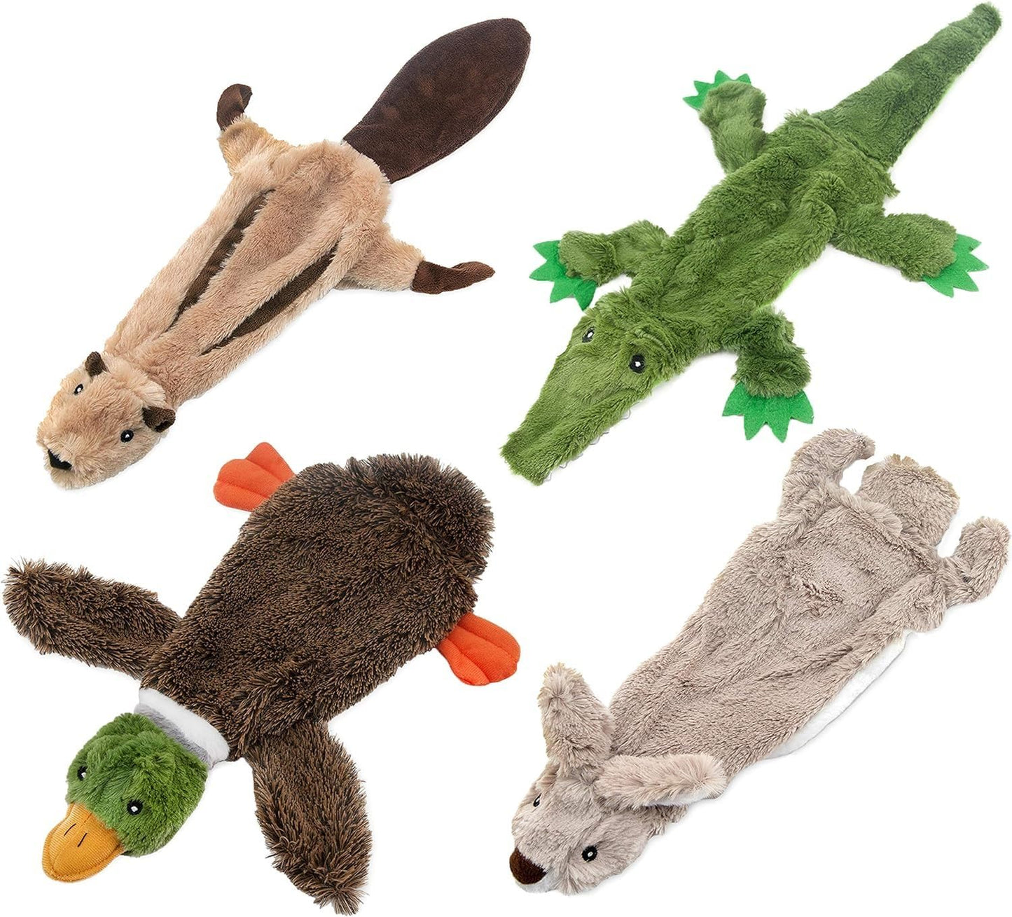 Best Pet Supplies 2-in-1 Stuffless Squeaky Dog Toys with Soft, Durable Fabric for Small, Medium, and Large Pets, No Stuffing for Indoor Play, Supports Active Biting and Play - 1Wild Duck, Small