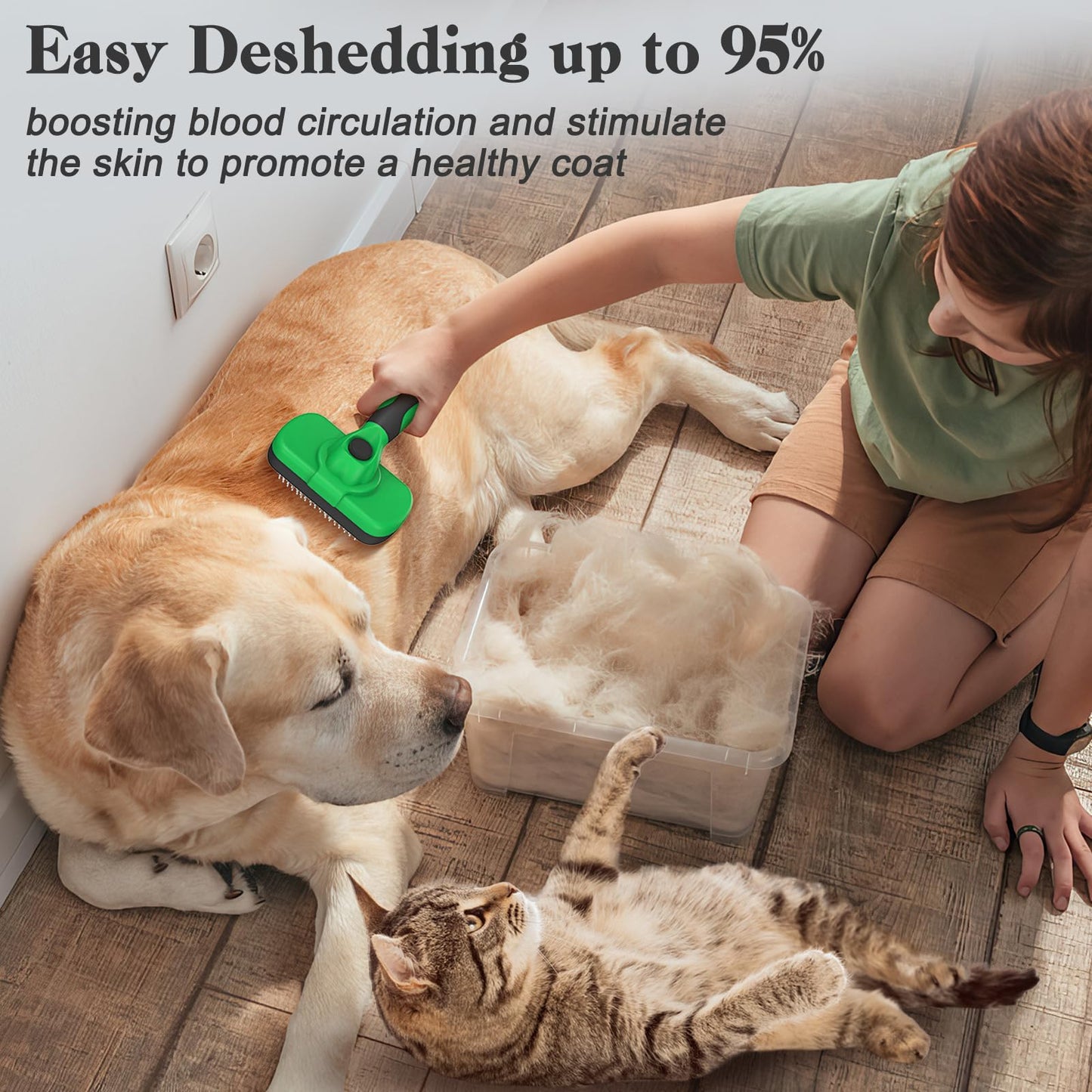 Swihauk Self Cleaning Slicker Brush for Dogs & Cats, Skin Friendly Grooming Cat Brush, Dog Brush for Shedding, Deshedding Brush, Hair Brush Puppy Brush for Haired Dogs, Pet Supplies Accessories, Blue