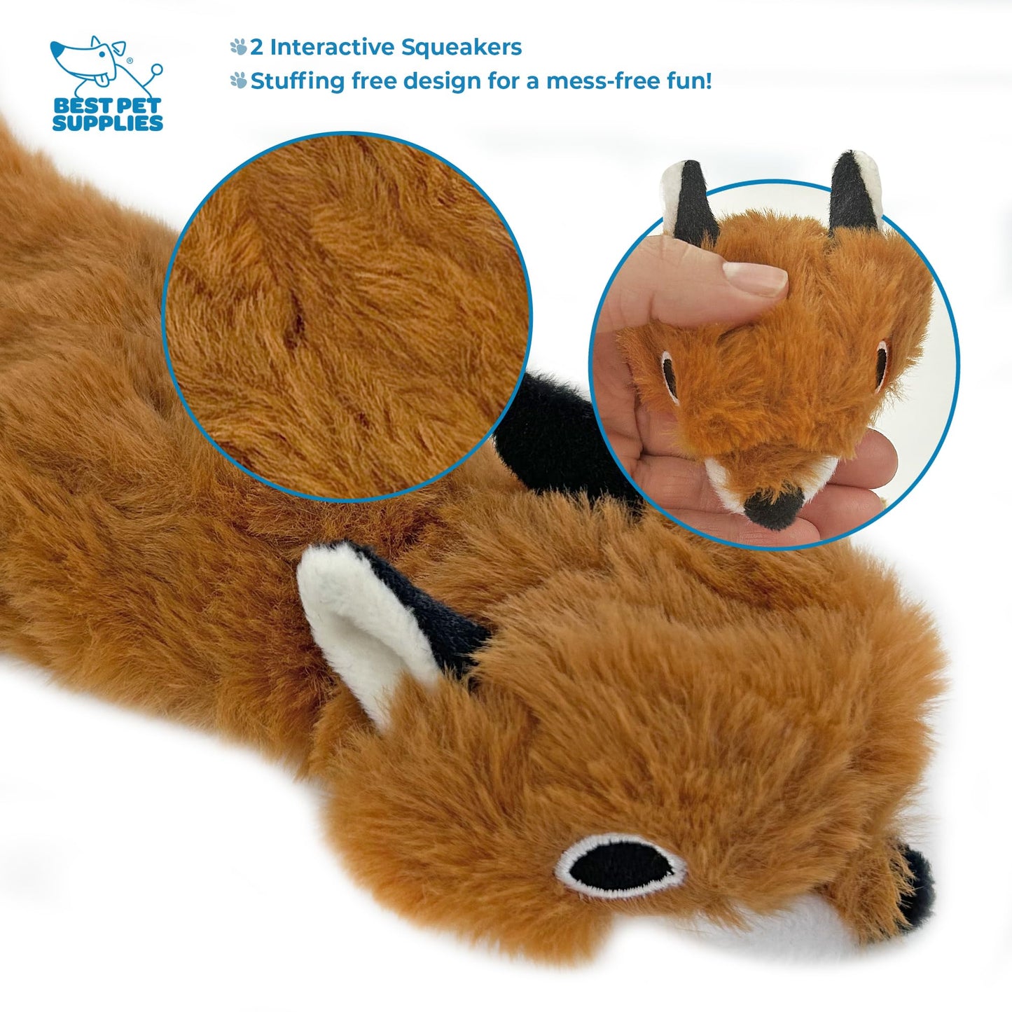 Best Pet Supplies 2-in-1 Stuffless Squeaky Dog Toys with Soft, Durable Fabric for Small, Medium, and Large Pets, No Stuffing for Indoor Play, Supports Active Biting and Play - 1Wild Duck, Small