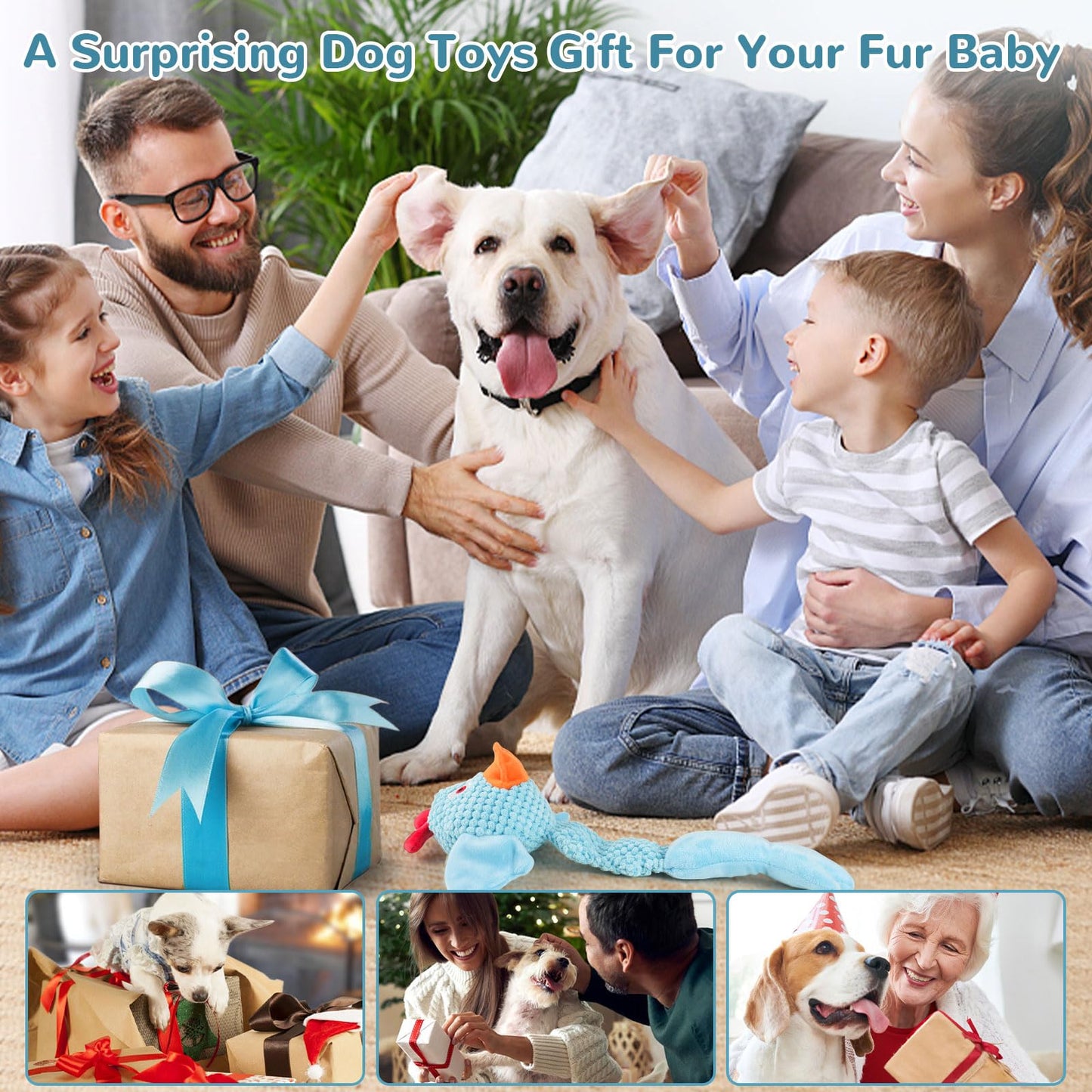 Squeaky Dog Toys for Large Dogs: Plush Dog Toys with Soft Fabric - Pet Toys for Small, Medium, and Large Dogs - Puppy Toys to Keep Them Busy