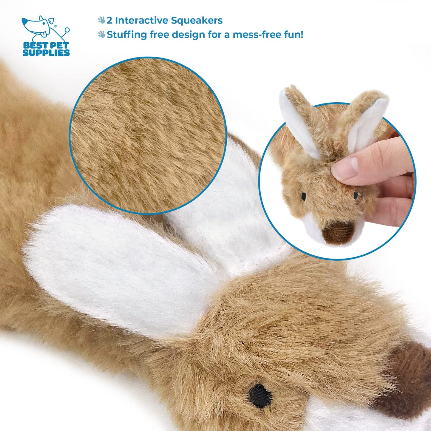 Best Pet Supplies 2-in-1 Stuffless Squeaky Dog Toys with Soft, Durable Fabric for Small, Medium, and Large Pets, No Stuffing for Indoor Play, Supports Active Biting and Play - 1Wild Duck, Small