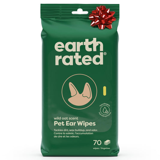 Earth Rated Pet Ear Wipes, Hypoallergenic Ear Wipes for Dogs & Cats to Remove Dirt and Wax Build up, Oatmeal Scent, 70 Count