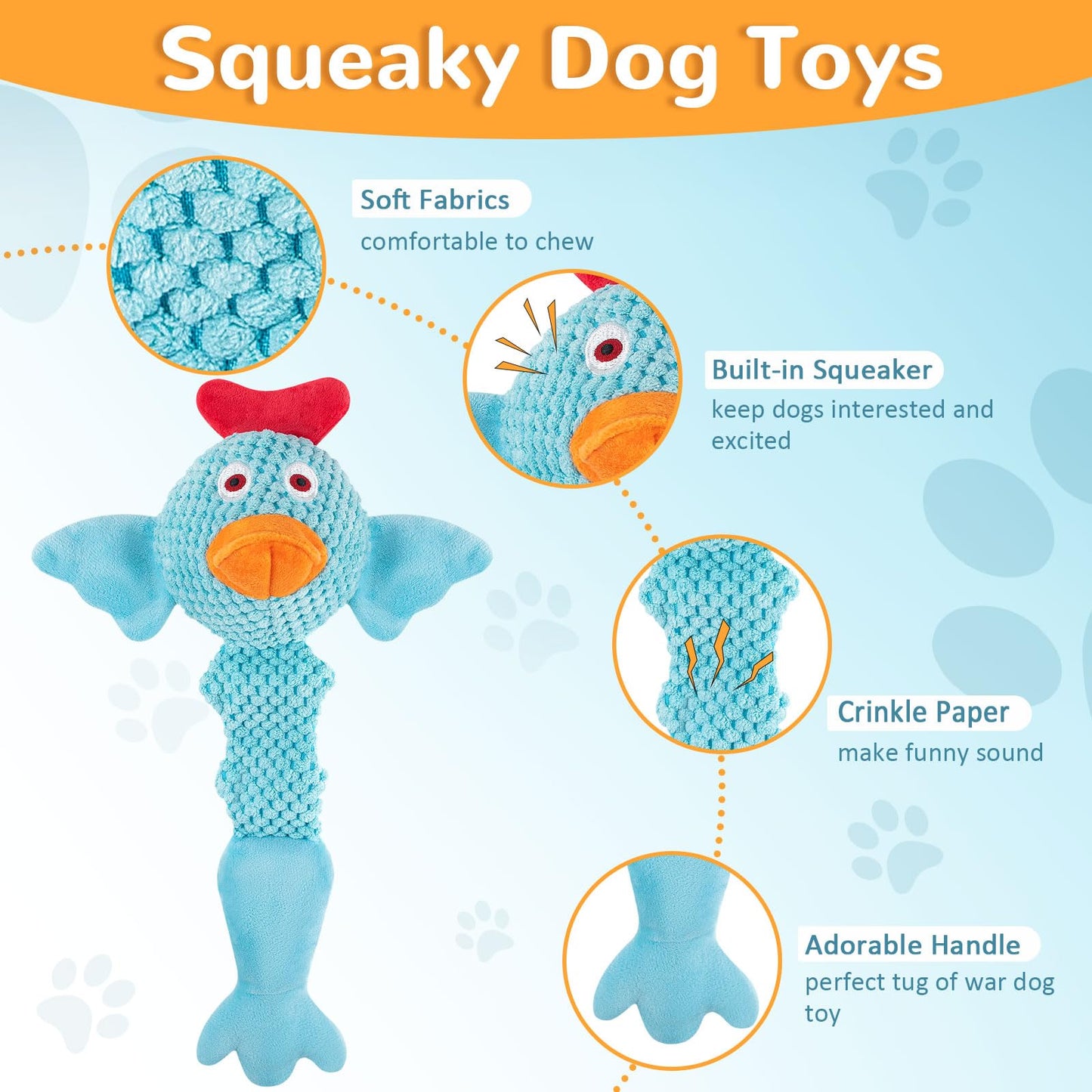 Squeaky Dog Toys for Large Dogs: Plush Dog Toys with Soft Fabric - Pet Toys for Small, Medium, and Large Dogs - Puppy Toys to Keep Them Busy